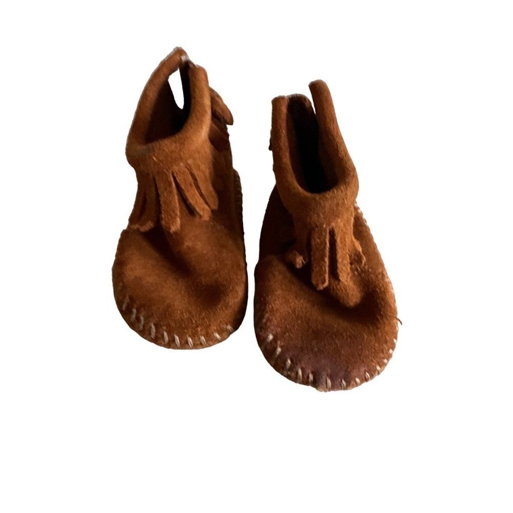 Minnetonka Brown Fringe‎ Riley Baby Bootie Suede Moccasin Size 2